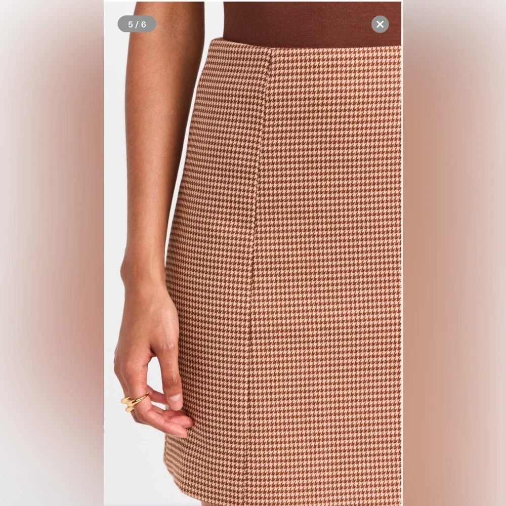 New! Favorite‎ Daughter The First Wife Miniskirt in Toffee Houndstooth Sz 8 $188